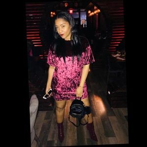 Burgundy Velvet T-shirt Dress Fashionnova